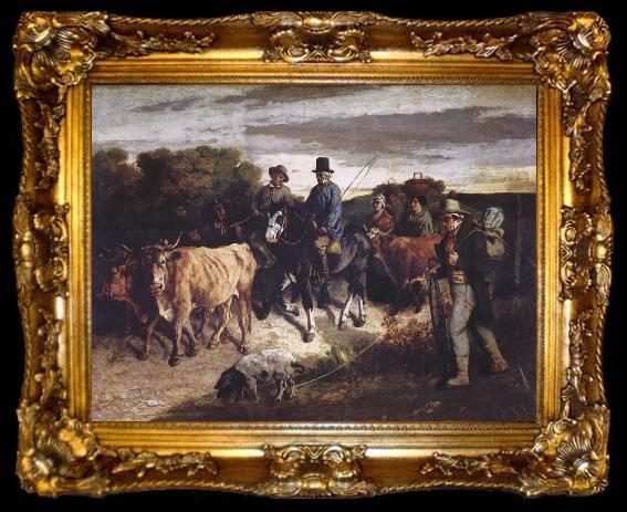 framed  Gustave Courbet The Peasants of Flagey Returning from the Fair, ta009-2